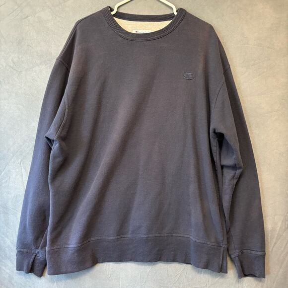 Champion Solid Blue Crewneck Mens XL Sweatshirt Performance Embroidered Logo - Picture 1 of 9